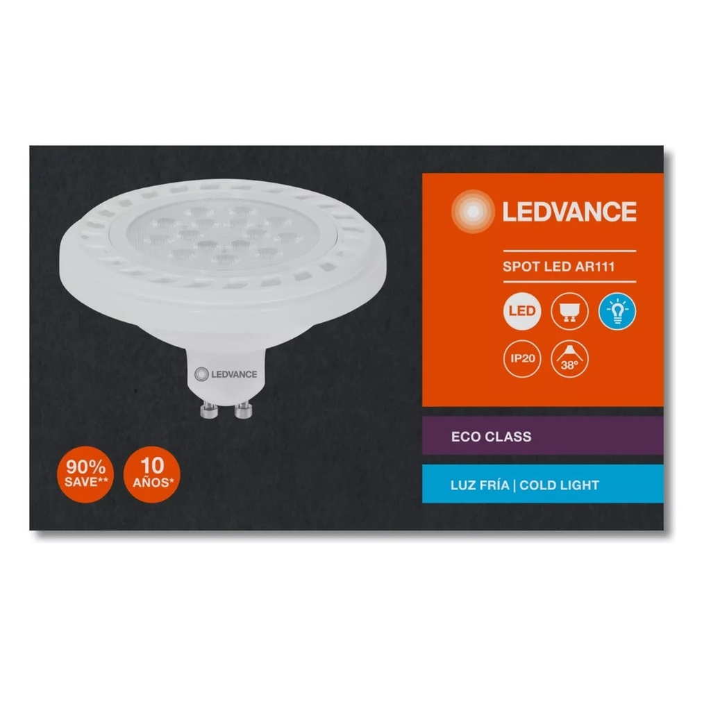 Lámpara Led AR111 12w 38º luz cálida Ledvance 