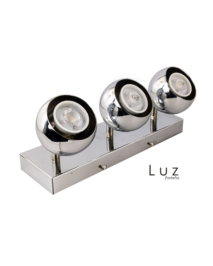 LÁMPARA APLIQUE 3 LUCES LED GU10 METALIZADA