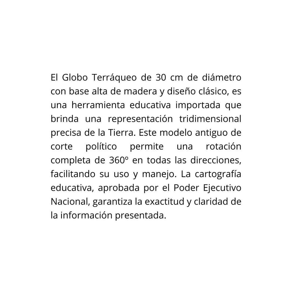 GLOBO TERRAQUEO 30CM Ø BASE DE MADERA TALLADA ANTIGUO