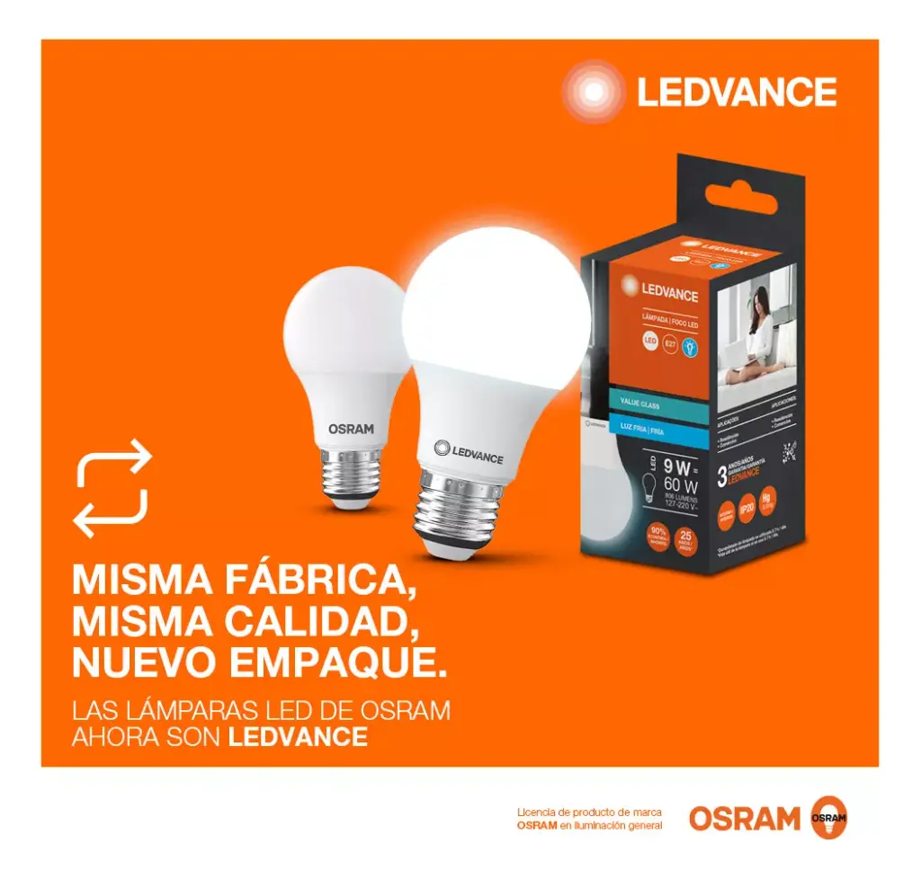 Lámpara Led 9w A60 E27 W FRIA Ledvance