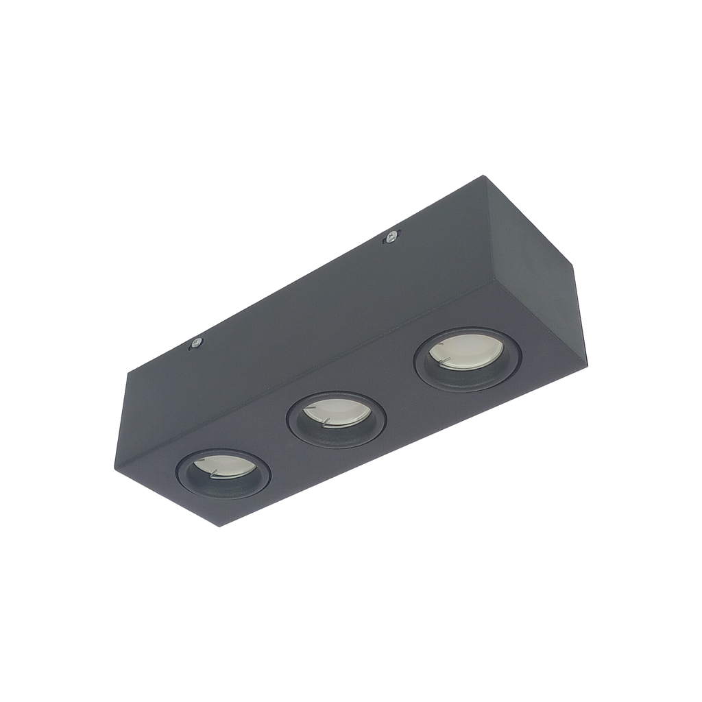 Plafón Dicro Cardanico Rectangular 3 Luces Led Negro