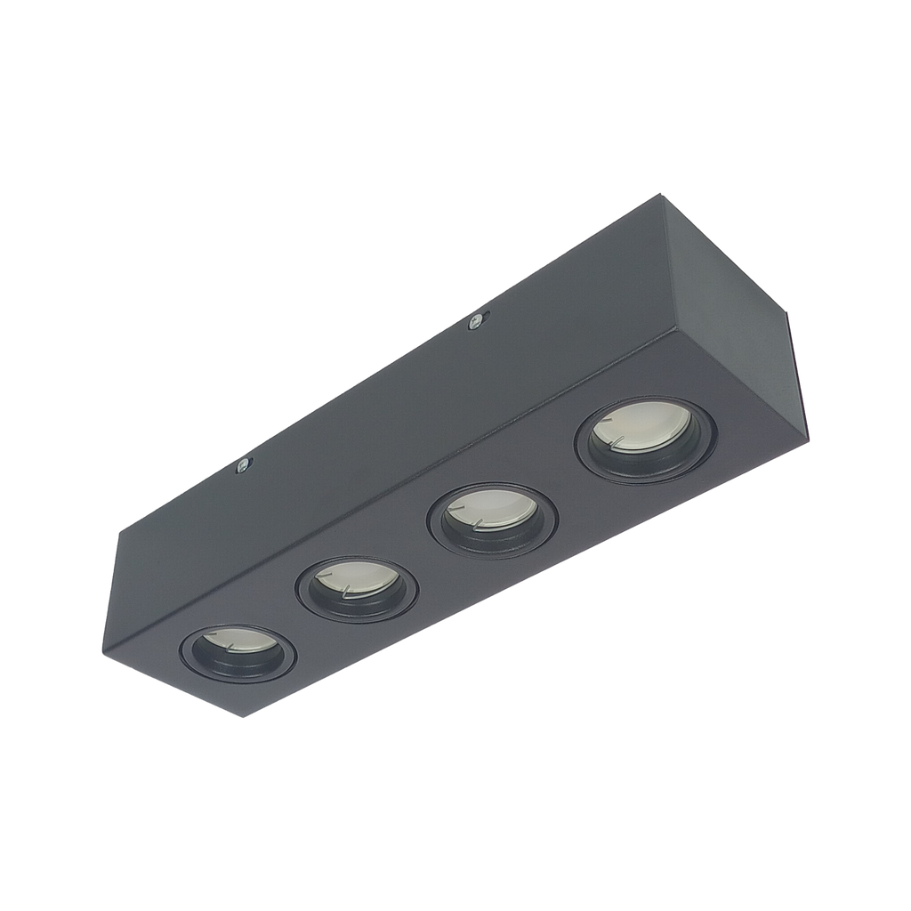 Plafón Dicro Cardanico Rectangular 4 Luces Led Negro