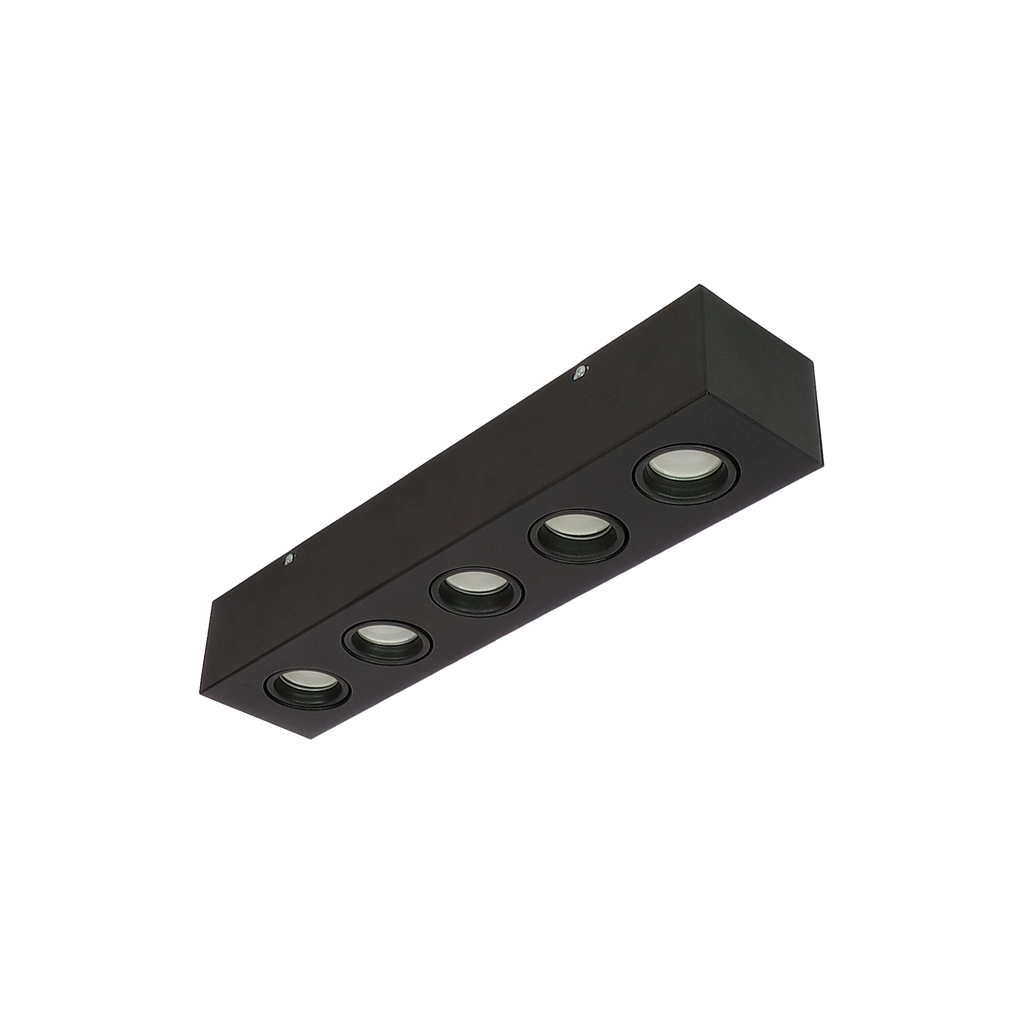 Plafón Dicro Cardanico Rectangular 5 Luces Led Negro