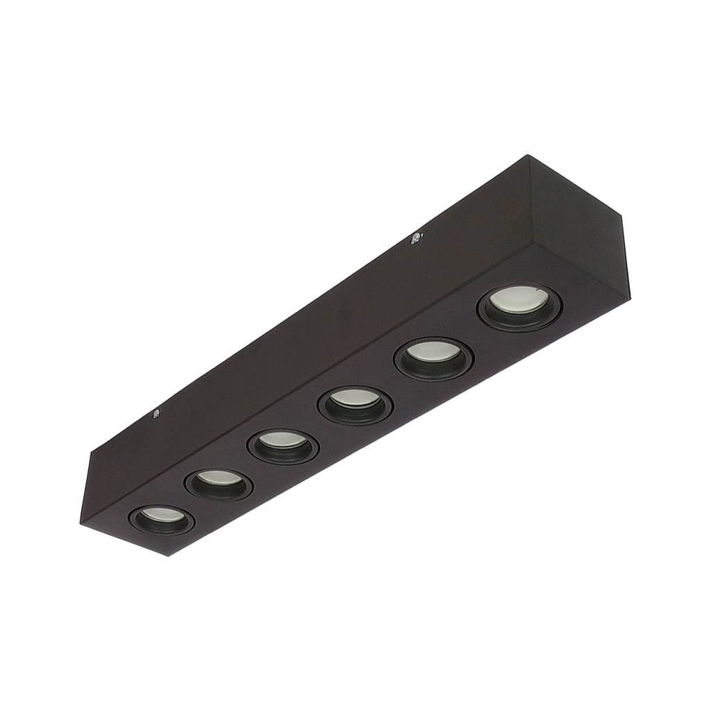 Plafón Dicro Cardanico Rectangular 6 Luces Led Negro