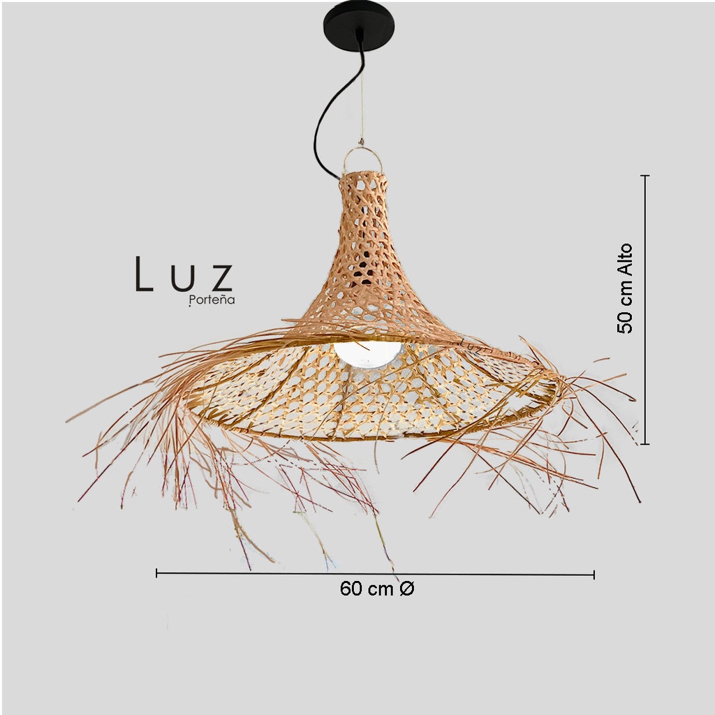 Lámpara Colgante Techo Ratán 60x50 Fibra Naturales