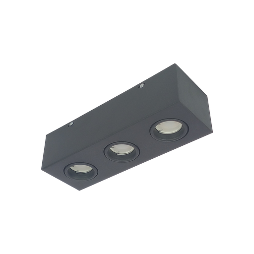 [691-1022-NE] Plafón Dicro Cardanico Rectangular 3 Luces Led Negro