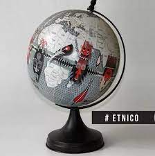 [659-11] GLOBO TERRAQUEO ETNICO Ø25CM  BASE METAL